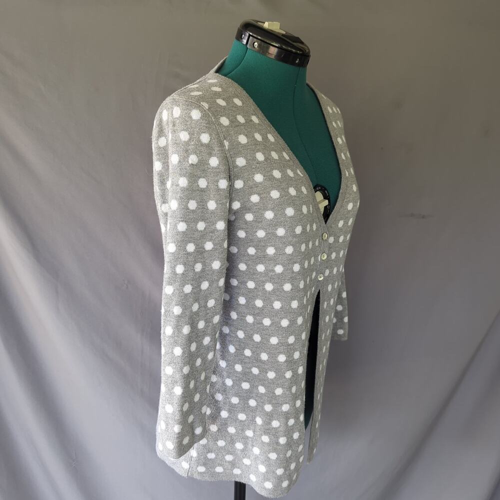 Séraphine Maternity Gray White Polka Dot Knit Cardigan Sweater US 8 Medium - Picture 3 of 5